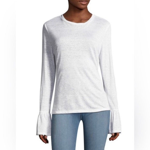 Frame Denim Tops - FRAME Denim White Bell-Sleeve Linen Top